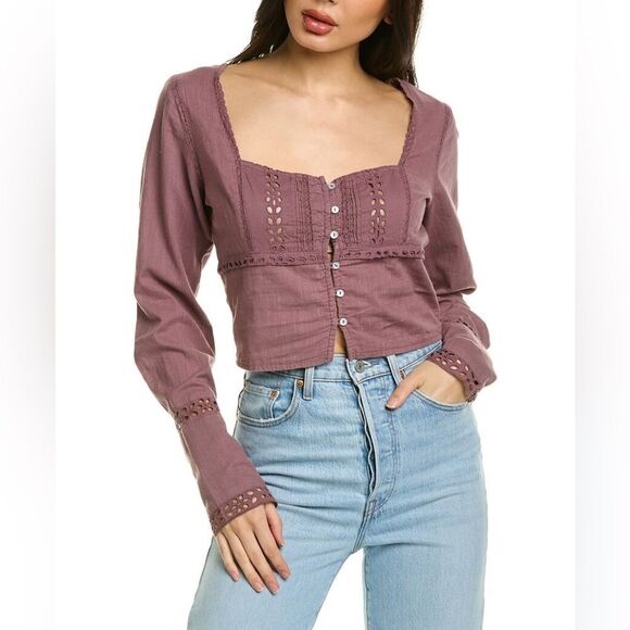 Free People Tops - FREE PEOPLE Joi Eyelet Roan Rouge Top